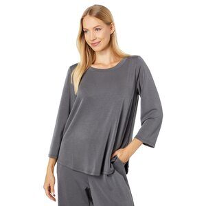Mod-o-doc Travel Cupro Blend 3/4 Sleeve Shirttail Tunic Dark Grey XS (US 0-2)